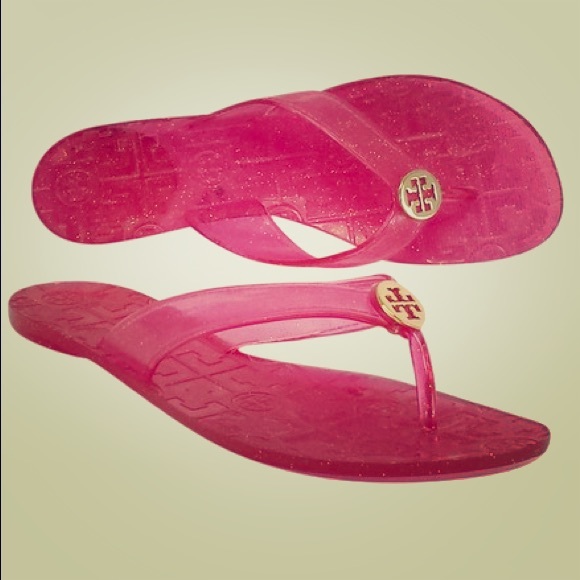 Tory Burch Shoes - Tory Burch Island Pink Sparkle Jelly Flip Flop $75